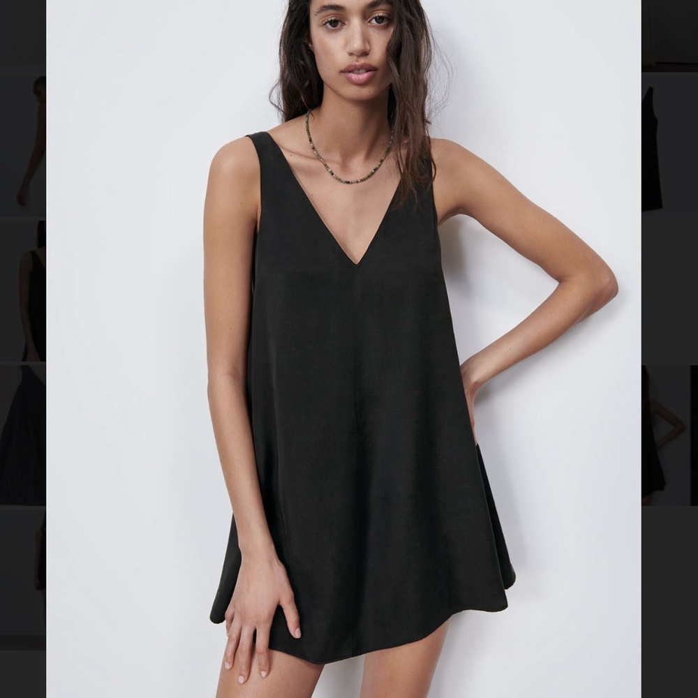 NWT ZARA BLACK FLOWY DRESS